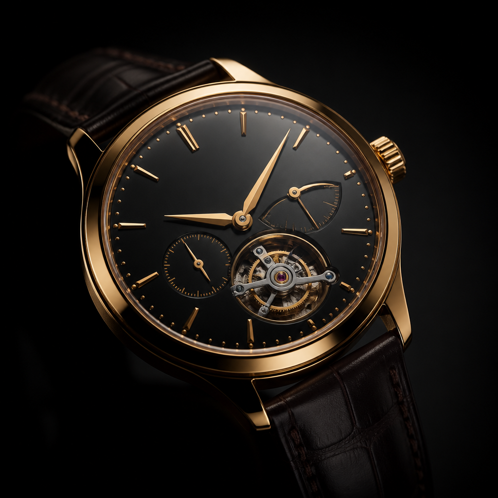 Luxuriöse Herrenuhr mit Lederarmband